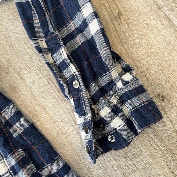 Womens Forever 21 Blue Plaid Snap Button Up Shirt - L - Picture 4 of 7